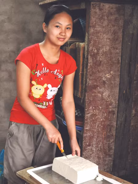 Cuộc sống cả gia đình tân sinh viên Hoàng Thị Chinh chỉ trông vào nghề bán đậu phụ. Ảnh: L.Q.M