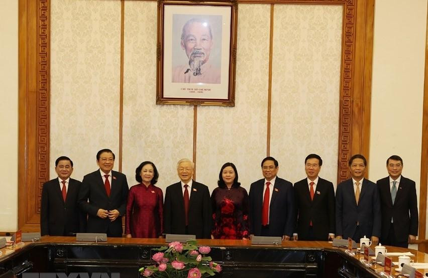 Tổng Bí thư Nguyễn Phú Trọng, Thủ tướng Phạm Minh Chính và các đại biểu tại lễ trao quyết định (Ảnh TTXVN) Tổng Bí thư Nguyễn Phú Trọng, Thủ tướng Phạm Minh Chính và các đại biểu tại lễ trao quyết định (Ảnh TTXVN)