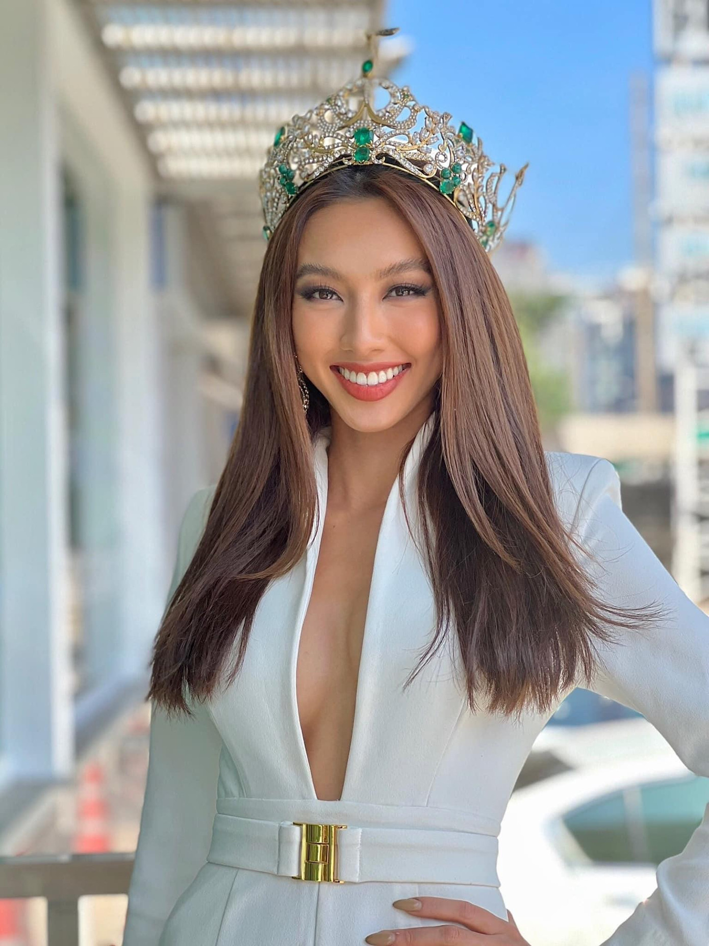 Thuỳ Tiên với nhan sắc tự nhiên khi đăng quang Miss Grand 2021.