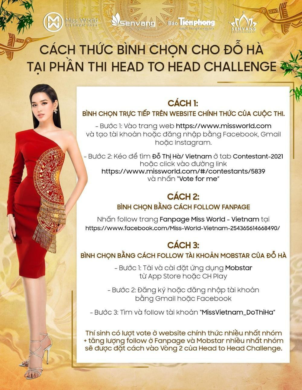 Cách thức bình chọn cho Đỗ Thị Hà ở phần thi Head To Head Challenge. Cách thức bình chọn cho Đỗ Thị Hà ở phần thi Head To Head Challenge.