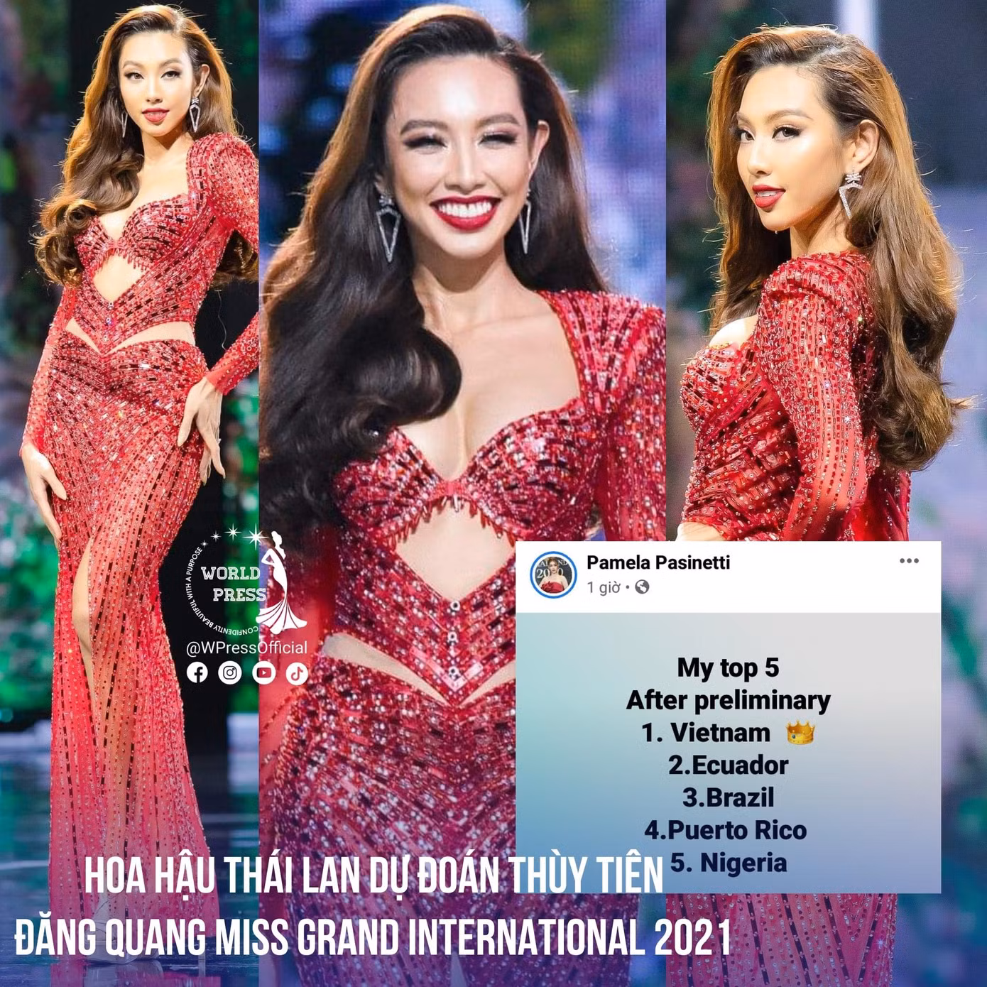 Hoa hậu Hoà bình Thái Lan 2017 Premika Pamela dự đoán Thuỳ Tiên đăng quang Miss Grand 2021.