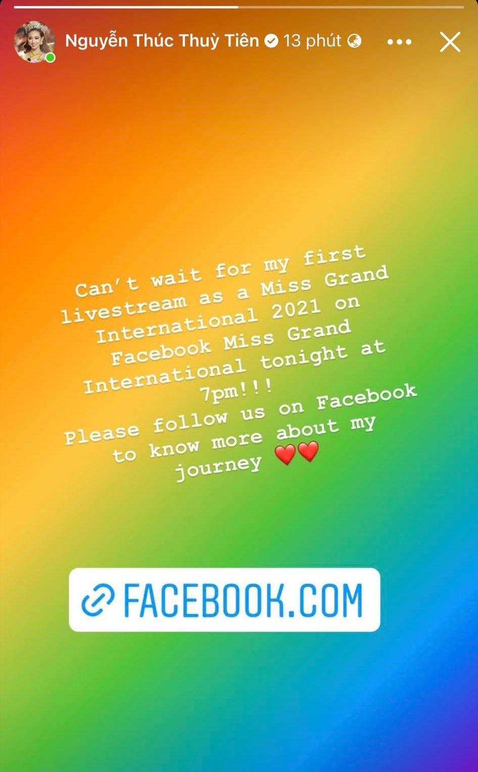 Thuỳ Tiên háo hức chia sẻ về hoạt động đầu tiên sau đăng quang. Thuỳ Tiên háo hức chia sẻ về hoạt động đầu tiên sau đăng quang.