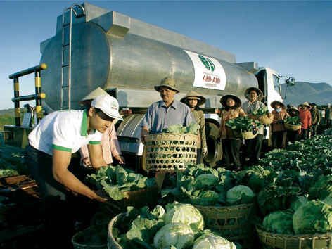 Sản phẩm phân bón hữu cơ sinh học Ami-Ami của Công ty Ajinomoto Việt Nam sử dụng cho rau sạch tại Lâm Đồng