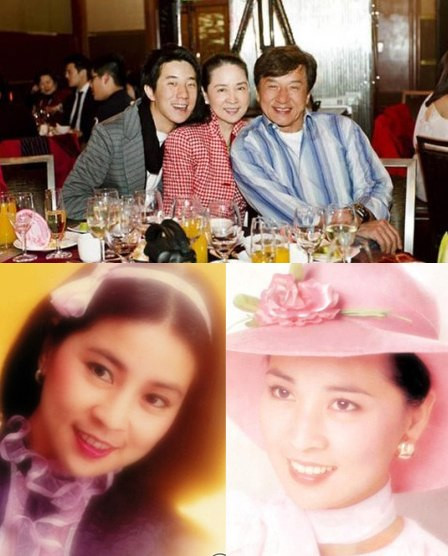 Ảnh trên: Gia đình Thành Long. Ảnh dưới: Lâm Phụng Kiều thời trẻ.