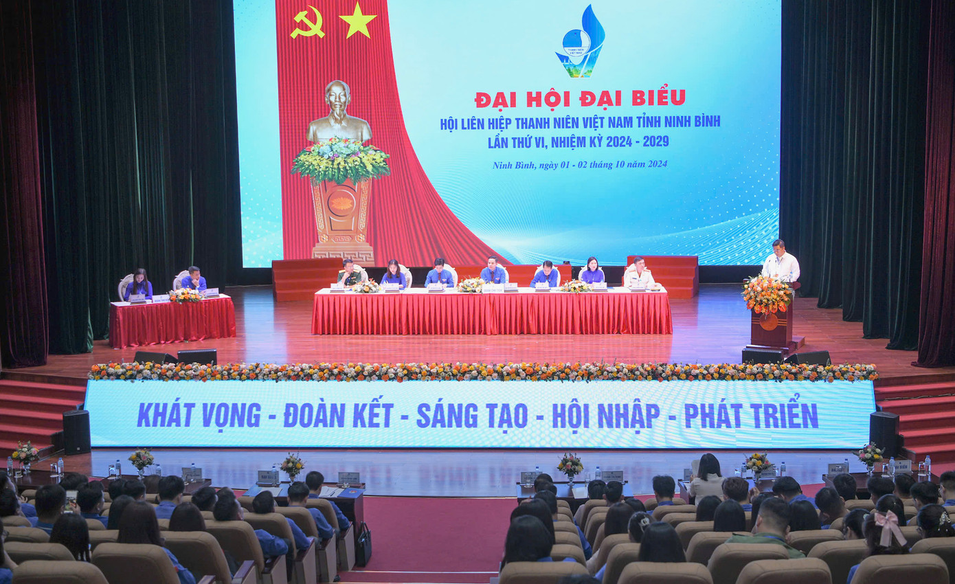 Phiên thứ nhất Đại hội đại biểu Hội LHTN Việt Nam tỉnh Ninh Bình lần thứ VI. Ảnh: BTC