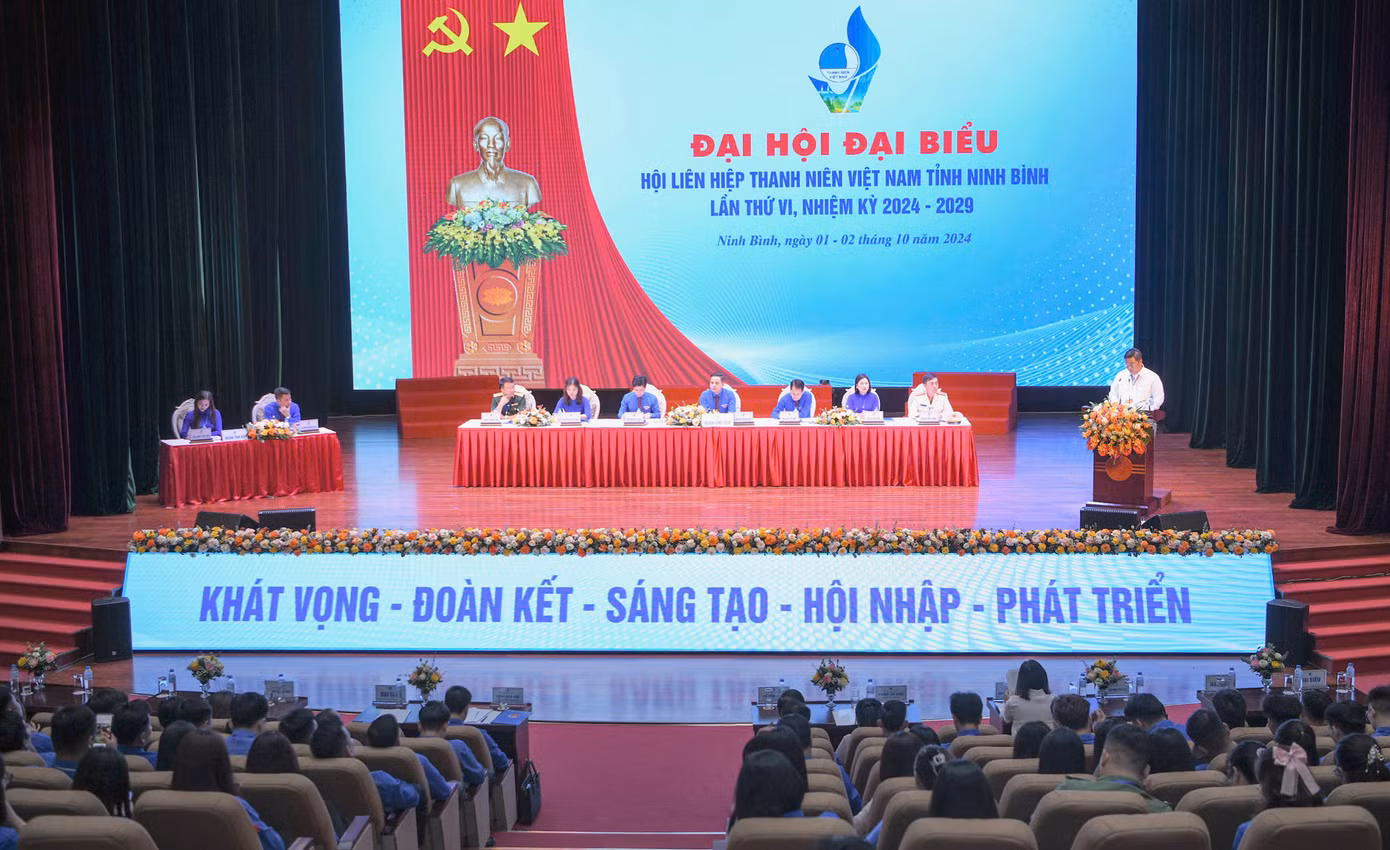 Phiên thứ nhất Đại hội đại biểu Hội LHTN Việt Nam tỉnh Ninh Bình lần thứ VI. Ảnh: BTC