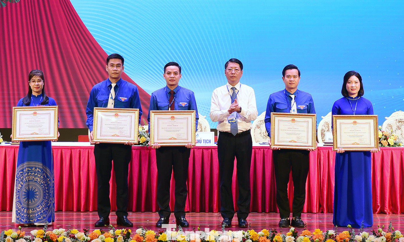 Ông Trần Song Tùng - Phó Chủ tịch UBND tỉnh Ninh Bình trao tặng Bằng khen của Chủ tịch UBND tỉnh cho các tập thể có thành tích xuất sắc. Ảnh: Xuân Tùng