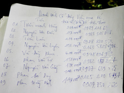 Danh sách người đăng ký mua vé từ cò H