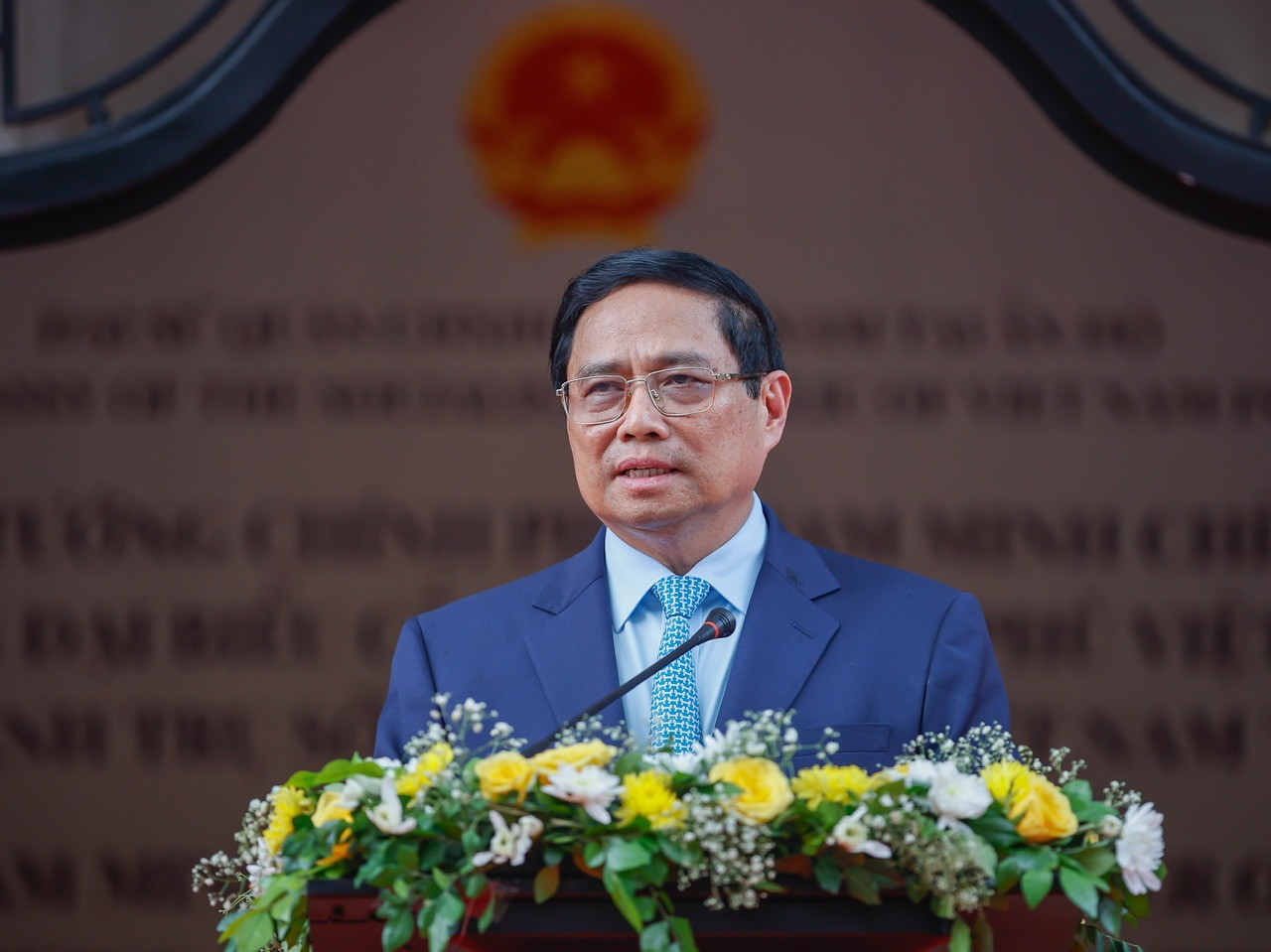 Thủ tướng Phạm Minh Chính phát biểu tại cuộc gặp mặt. Ảnh: Nhật Bắc