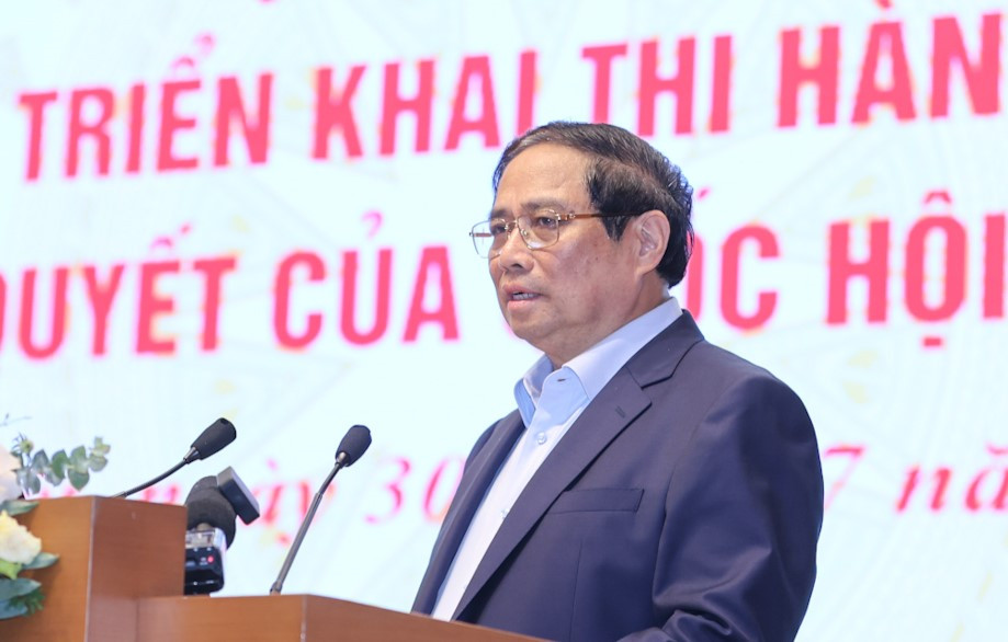 Thủ tướng Phạm Minh Chính phát biểu tại hội nghị. Ảnh: Nhật Bắc