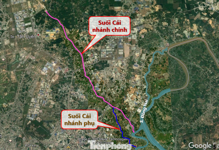 Vị trí suối, nơi thực hiện dự án nhìn từ vệ tinh