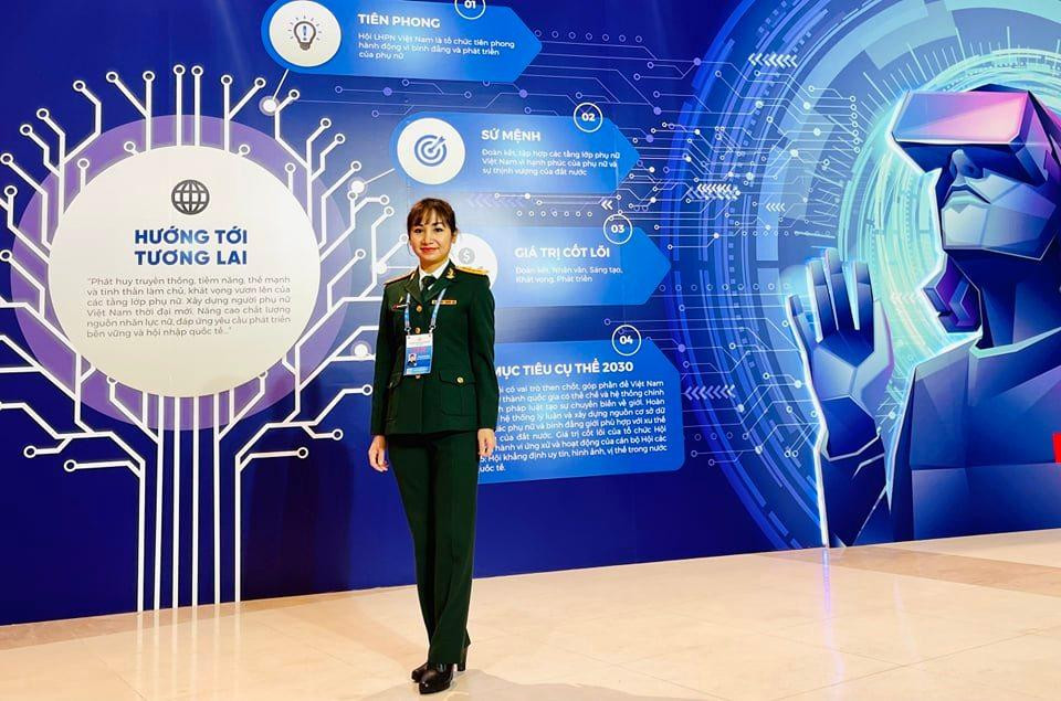 Đại úy Quỳnh Trang tại Đại hội đại biểu Phụ nữ toàn quốc lần thứ XIII, nhiệm kỳ 2022-2027.