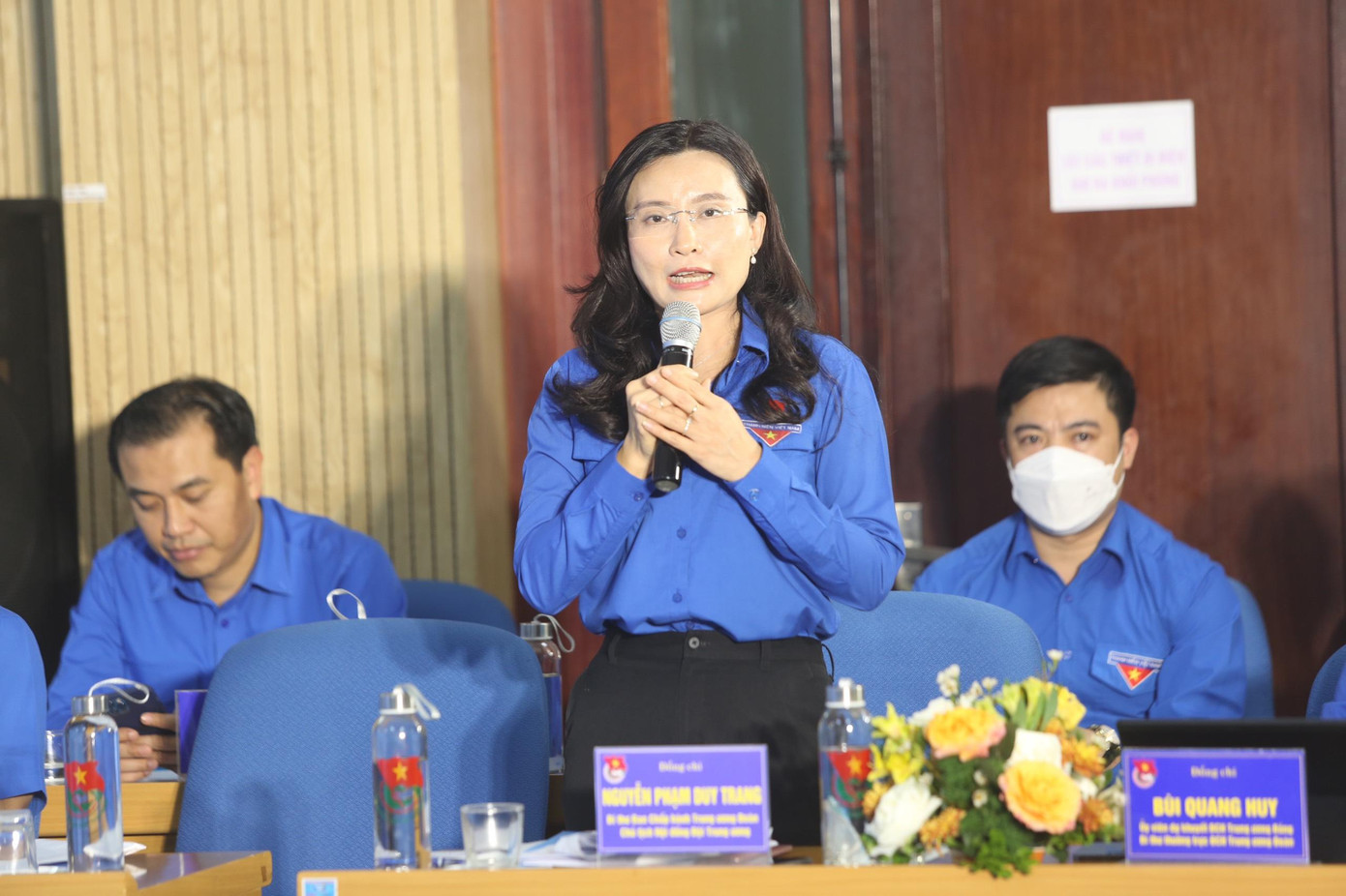 Chị Nguyễn Phạm Duy Trang - Chủ tịch Hội đồng đội T.Ư phát biểu tại chương trình đối thoại. - Ảnh: Duy Phạm Chị Nguyễn Phạm Duy Trang - Chủ tịch Hội đồng đội T.Ư phát biểu tại chương trình đối thoại. - Ảnh: Duy Phạm