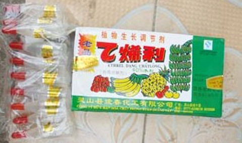 Hóa chất Trung Quốc được dùng để giúp các loại quả chín nhanh (Ảnh: CAND)