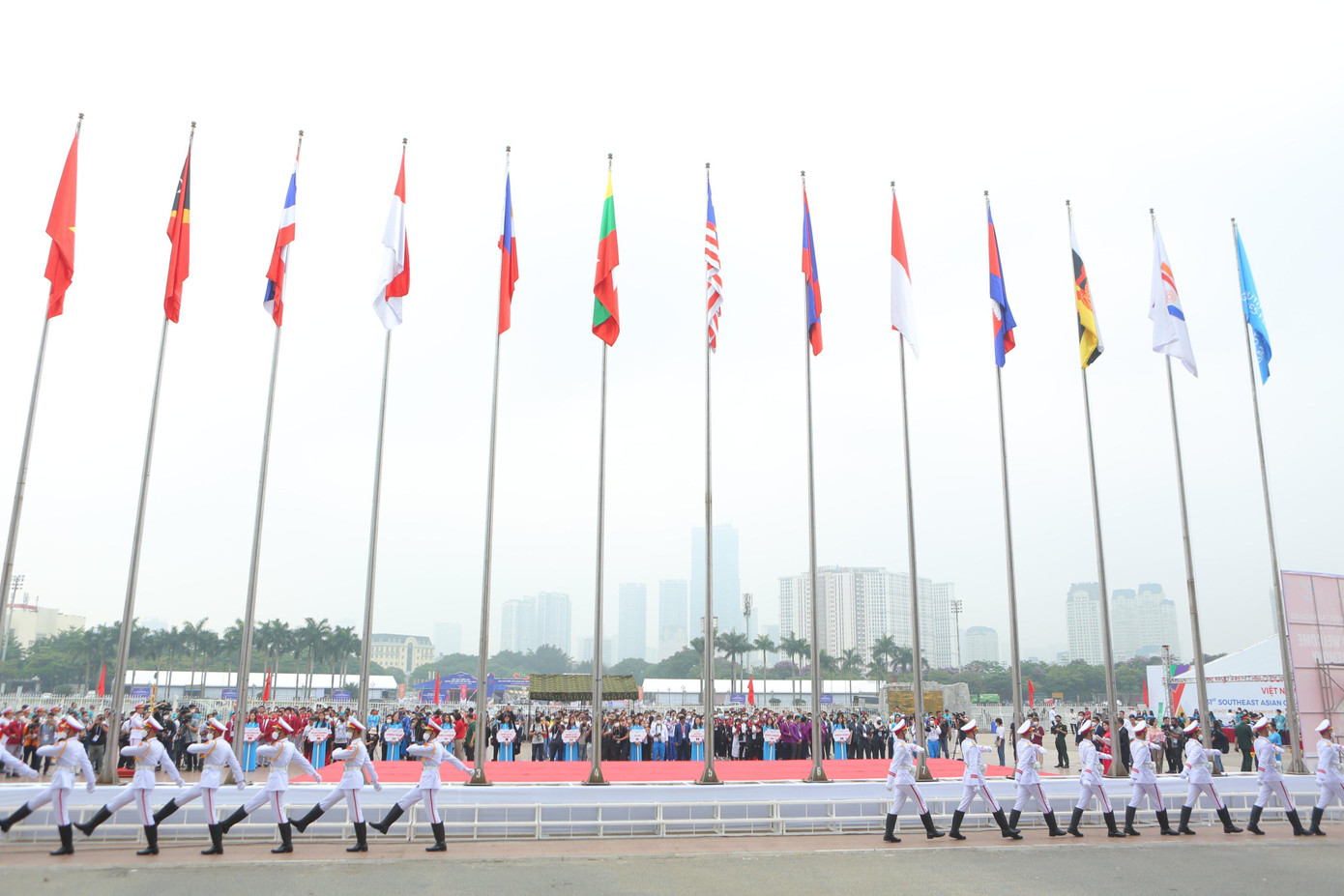 11 quốc gia tham dự đại hội thể thao Đông Nam Á đã tham dự Lễ thượng cờ SEA Games 31.