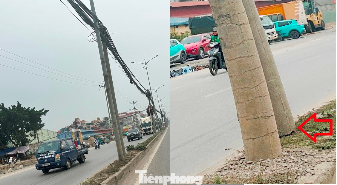 Tại các đoạn đoạn cột điện nghiêng, đứt gốc chờ đổ, cả ngày và đêm đều có người và xe qua lại tấp nập. Tại các đoạn đoạn cột điện nghiêng, đứt gốc chờ đổ, cả ngày và đêm đều có người và xe qua lại tấp nập.
