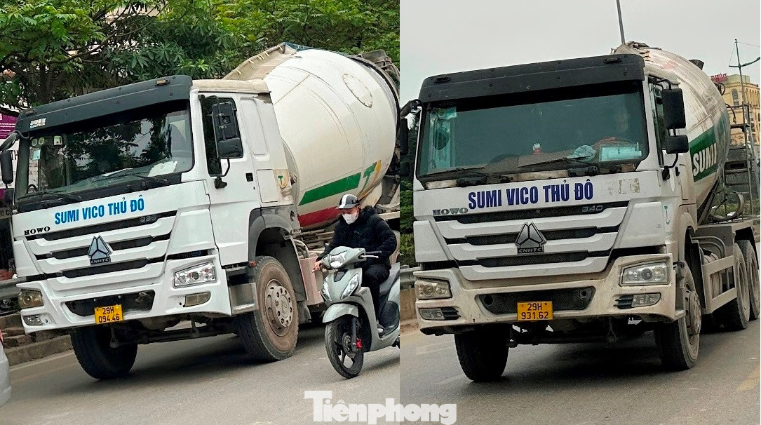 Chiều đường Giải Phóng - Lê Duẩn là phố cấm xe tải nhưng trong giờ cao điểm sáng 1/4 nhiều xe công trường, xe bồn (trong đó có xe BKS 29H09446, xe BKS 29H-93162) vẫn thản nhiên hoạt động.