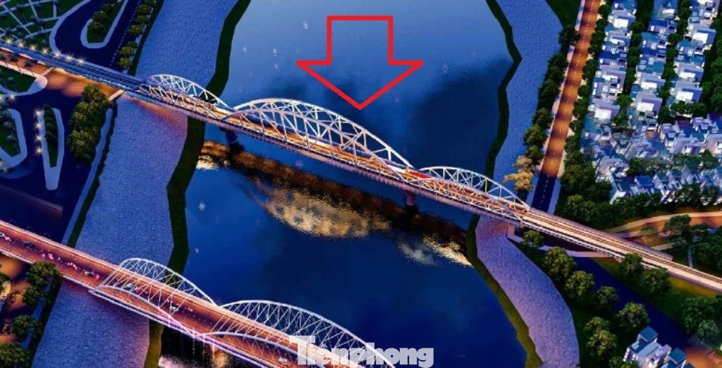 Cầu đường sắt được xây dựng với thiết kế mái vòm, là cầu đơn, khổ lồng 1.000 mm và 1.435 mm, cầu gồm 6 nhịp vượt sông, tốc độ thiết kế chạy tàu 80km/h.