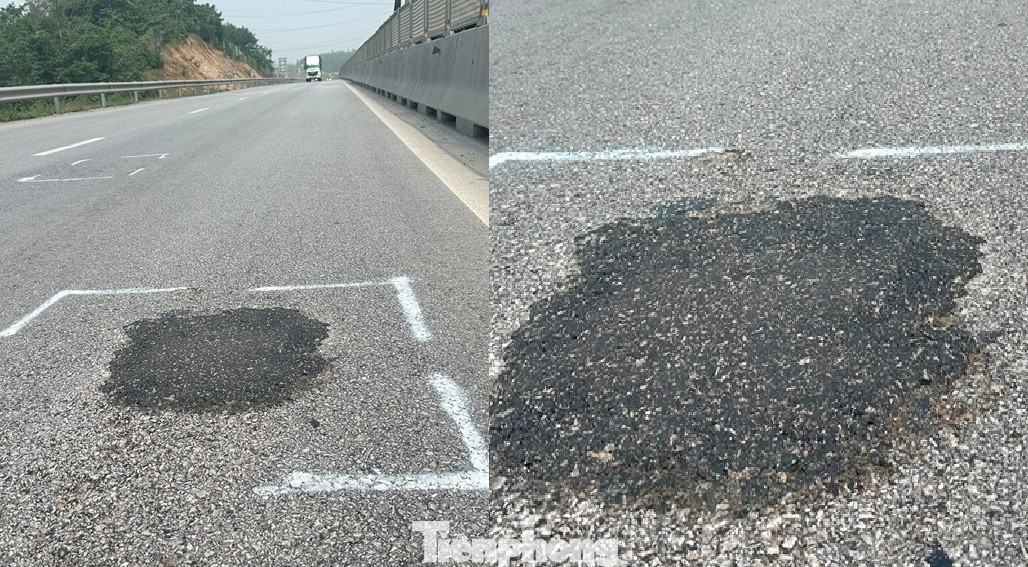 Nhiều vị trí mặt đường hư hỏng đã được các đơn vị quản lý, đảm bảo giao thông trên tuyến đường đánh dấu, bù vá lớp bê tông nhựa mới (màu đen hơn). Nhưng các vị trí hư hỏng mặt đường khác vẫn xảy ra. Nhiều vị trí mặt đường hư hỏng đã được các đơn vị quản lý, đảm bảo giao thông trên tuyến đường đánh dấu, bù vá lớp bê tông nhựa mới (màu đen hơn). Nhưng các vị trí hư hỏng mặt đường khác vẫn xảy ra.