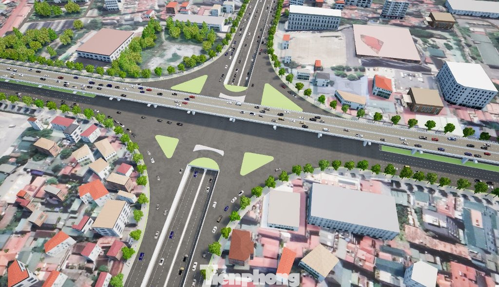 Hình ảnh thiết kế hầm chui Hoàng Quốc Việt nhìn toàn cảnh từ trên cao