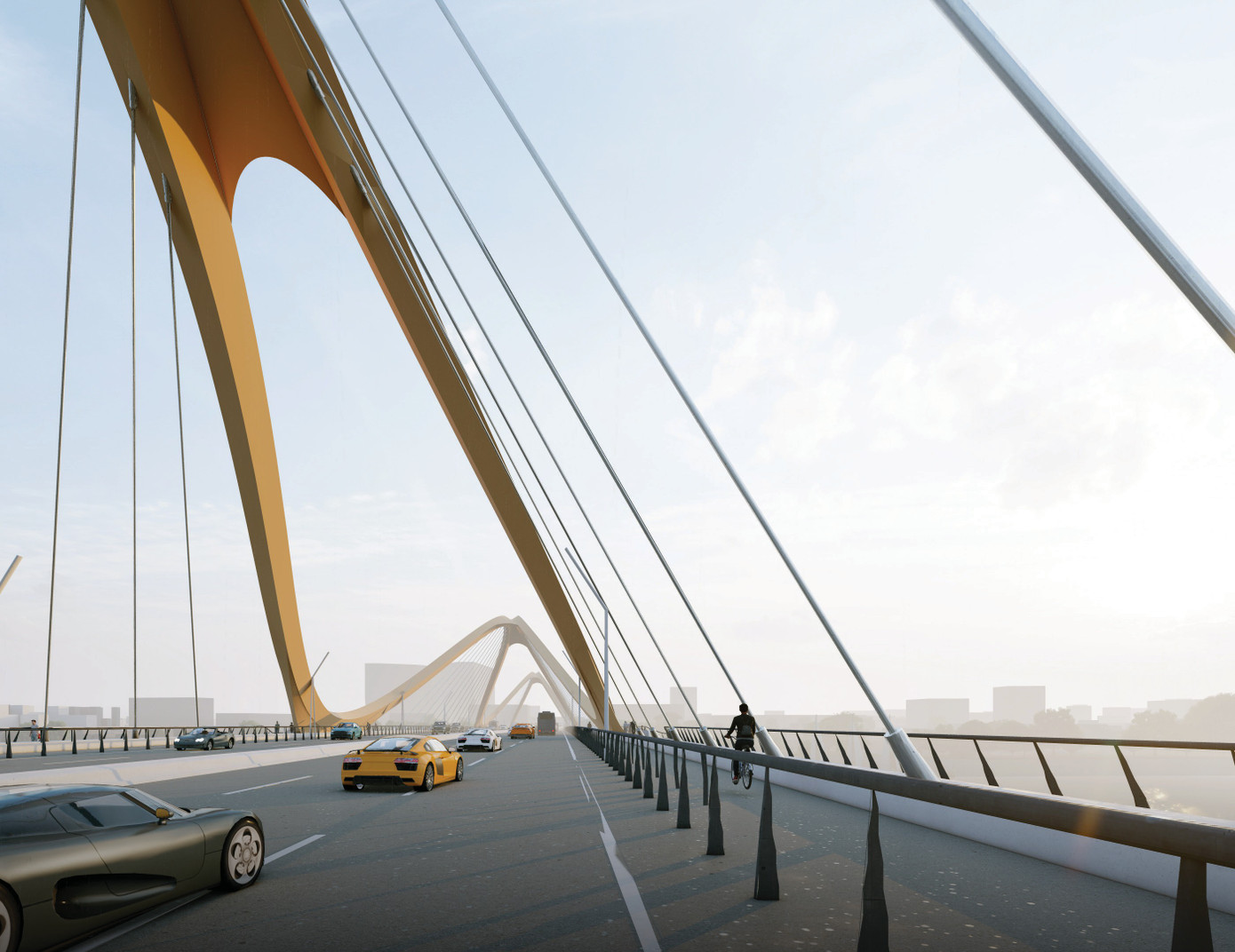 Hình ảnh thiết kế kiến trúc cầu Trần Hưng Đạo đã được Ban Giao thông Hà Nội tổ chức thi tuyển và lựa chọn.