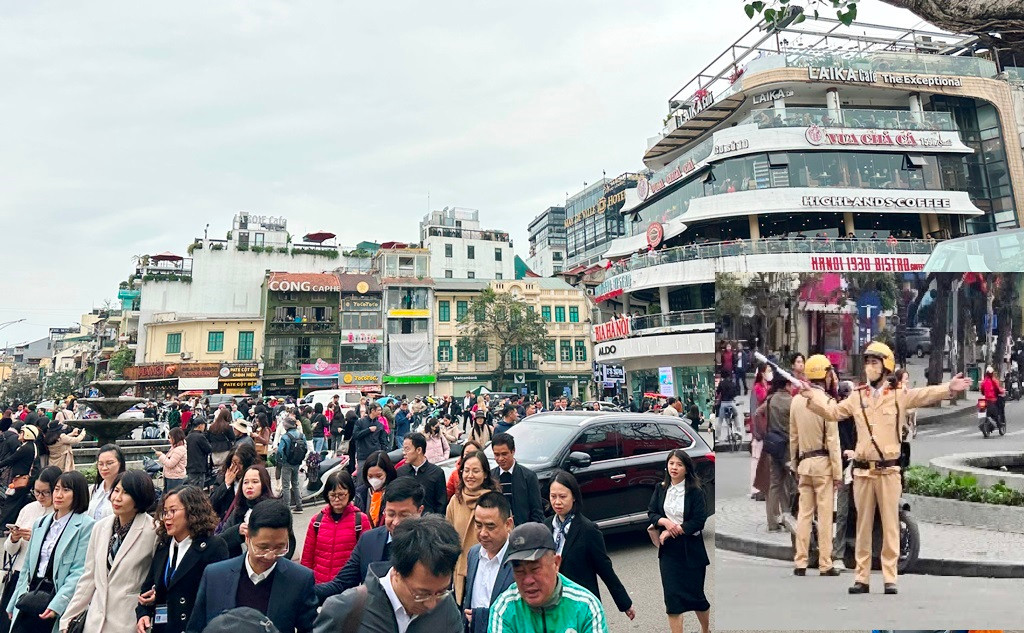 Khu vực Quảng trường Đông kinh - Nghĩa thục đang có nhiều người dân đến thăm quan, chụp ảnh trước khi bị phá dỡ. Khu vực Quảng trường Đông kinh - Nghĩa thục đang có nhiều người dân đến thăm quan, chụp ảnh trước khi bị phá dỡ.