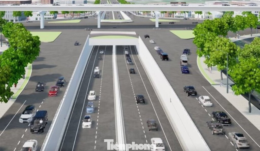 Công trình hầm hoàn thành sẽ giúp đường Hoàng Quốc Việt qua nút có tổng cộng 12 làn xe, trong đó có 6 làn xe đi qua hầm và 6 làn xe đi bằng (rộng gấp đôi hiện nay).