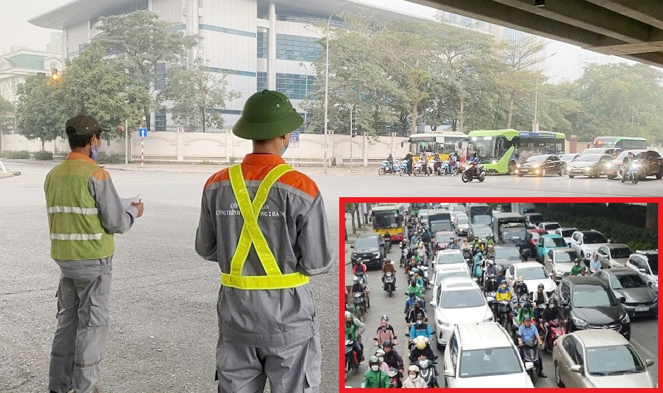 Sở Xây dựng Hà Nội thực hiện đếm xe và tổ chức lại giao thông ở nút giao Phạm Hùng - Đỗ Đức Dục. Ảnh: T.Đảng Sở Xây dựng Hà Nội thực hiện đếm xe và tổ chức lại giao thông ở nút giao Phạm Hùng - Đỗ Đức Dục. Ảnh: T.Đảng