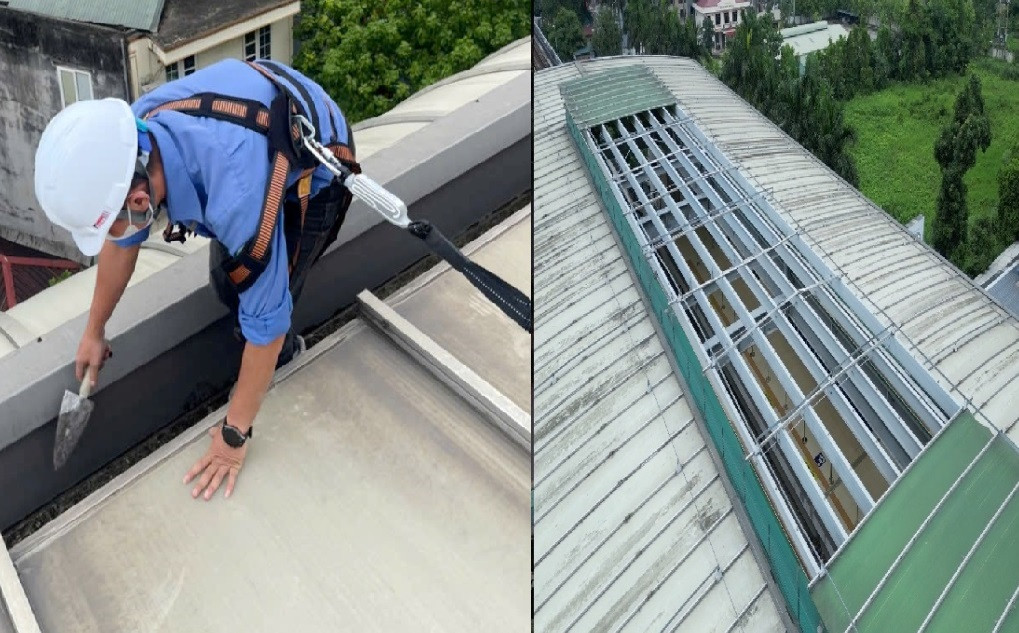 Công ty Hanoi Metro, đơn vị quản lý vận hành đường sắt Cát Linh - Hà Đông cho biết, có khoảng 100 m2 mái nhà ga Yên Nghĩa bị thủng cần được “vá” - lợp kín.