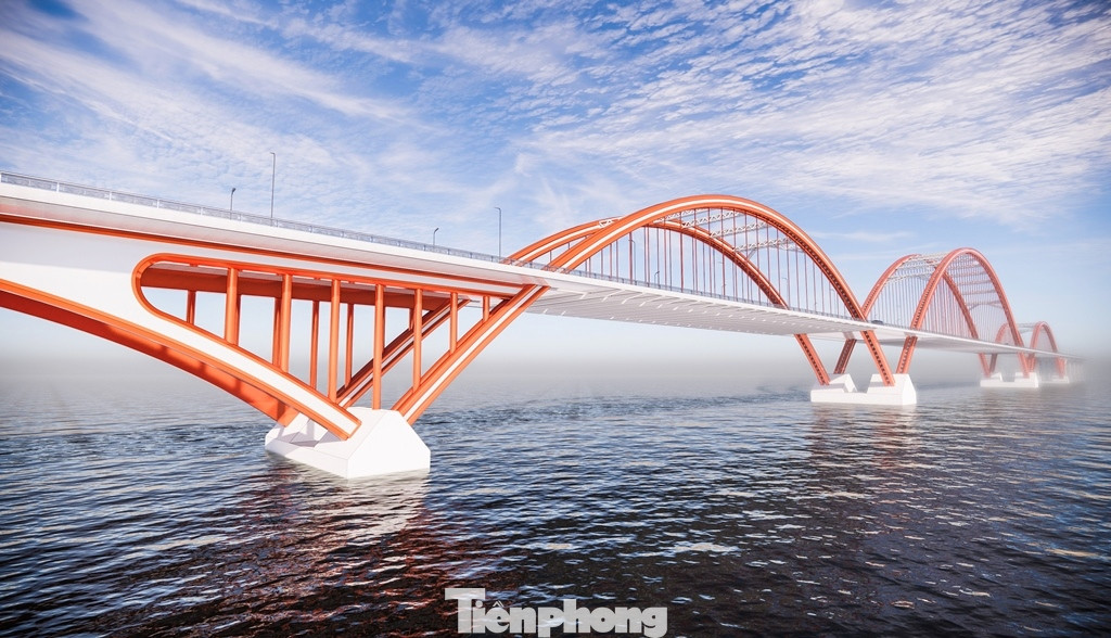 Theo phương án kiến trúc, cầu được thiết kế với chủ đề “Cánh chim hoà bình”. Cầu có chiều dài 820m, mặt cắt ngang chiều rộng 33m chia làm 6 làn xe cơ giới, 2 làn hỗn hợp.