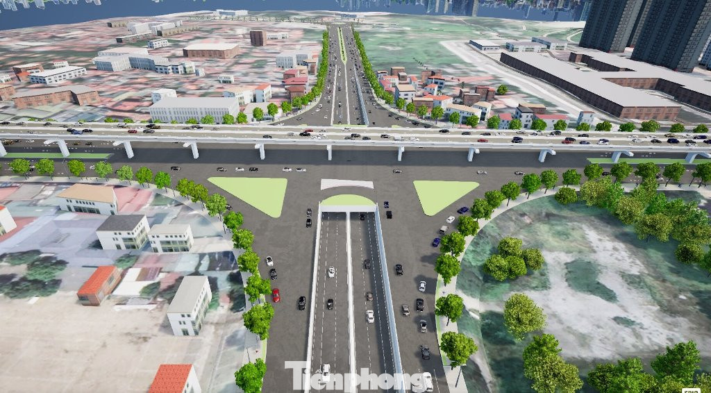 Hầm chui sẽ xây dựng theo hướng đường Hoàng Quốc Việt và Hoàng Quốc Việt kéo dài (mới) để đi sang phố Trần Vỹ