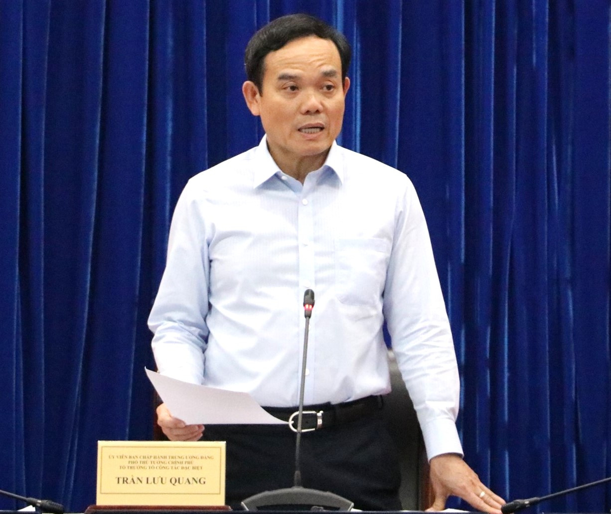 Phó thủ tướng Chính phủ Trần Lưu Quang phát biểu tại buổi làm việc.