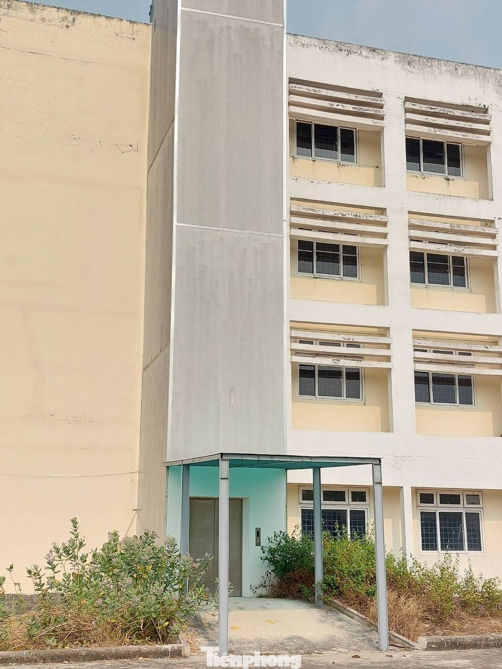 Công trình bệnh viện này được thiết kế với một cổng chính và hai cổng phụ đều được khóa bằng sợi dây xích. Trong đó, một cổng phụ bị người dân cắt bỏ dây xích để đưa bò vào thả.