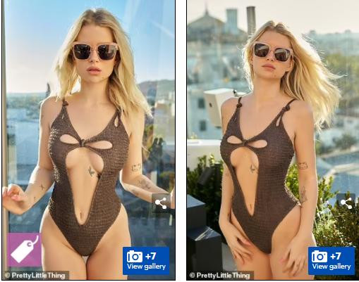 Trước đó, cô chụp ảnh với áo tắm cắt xẻ cũng của PrettyLittleThing. Trước đó, cô chụp ảnh với áo tắm cắt xẻ cũng của PrettyLittleThing.