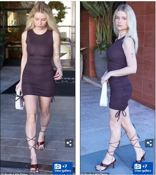 Cô mặc bộ váy mỏng màu socola ôm sát tôn đường cong thể hình uốn lượn gợi cảm. Cô mặc bộ váy mỏng màu socola ôm sát tôn đường cong thể hình uốn lượn gợi cảm.