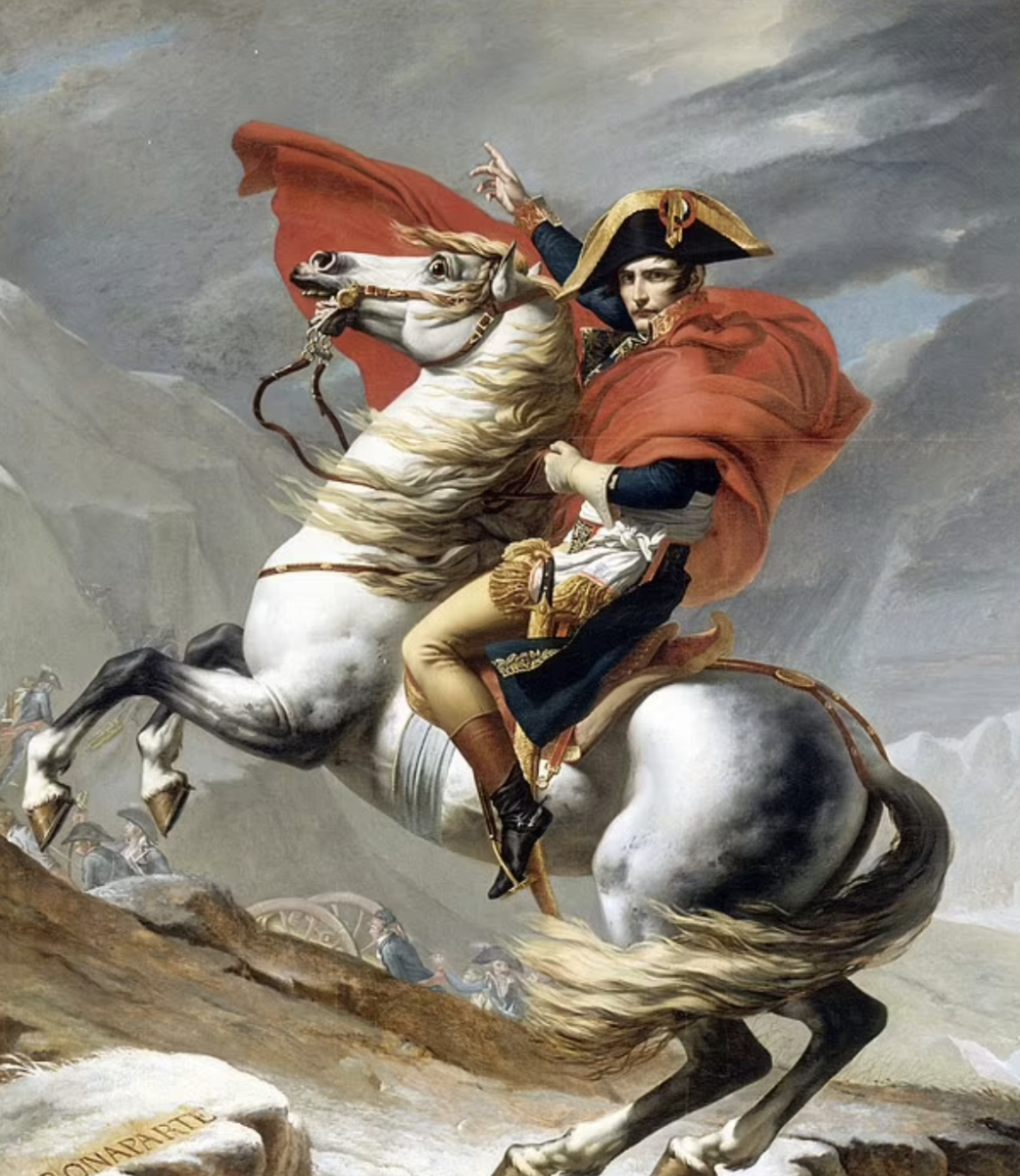 Tranh vẽ Napoléon cưỡi ngựa băng qua Đèo Saint-Bernard trên dãy Alps vào tháng 5/1800. Tranh vẽ Napoléon cưỡi ngựa băng qua Đèo Saint-Bernard trên dãy Alps vào tháng 5/1800.