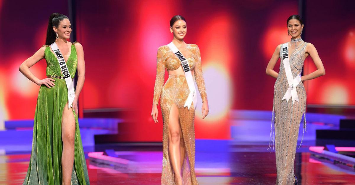 Các thí sinh trình diễn trong đêm bán kết Miss Universe 2020.