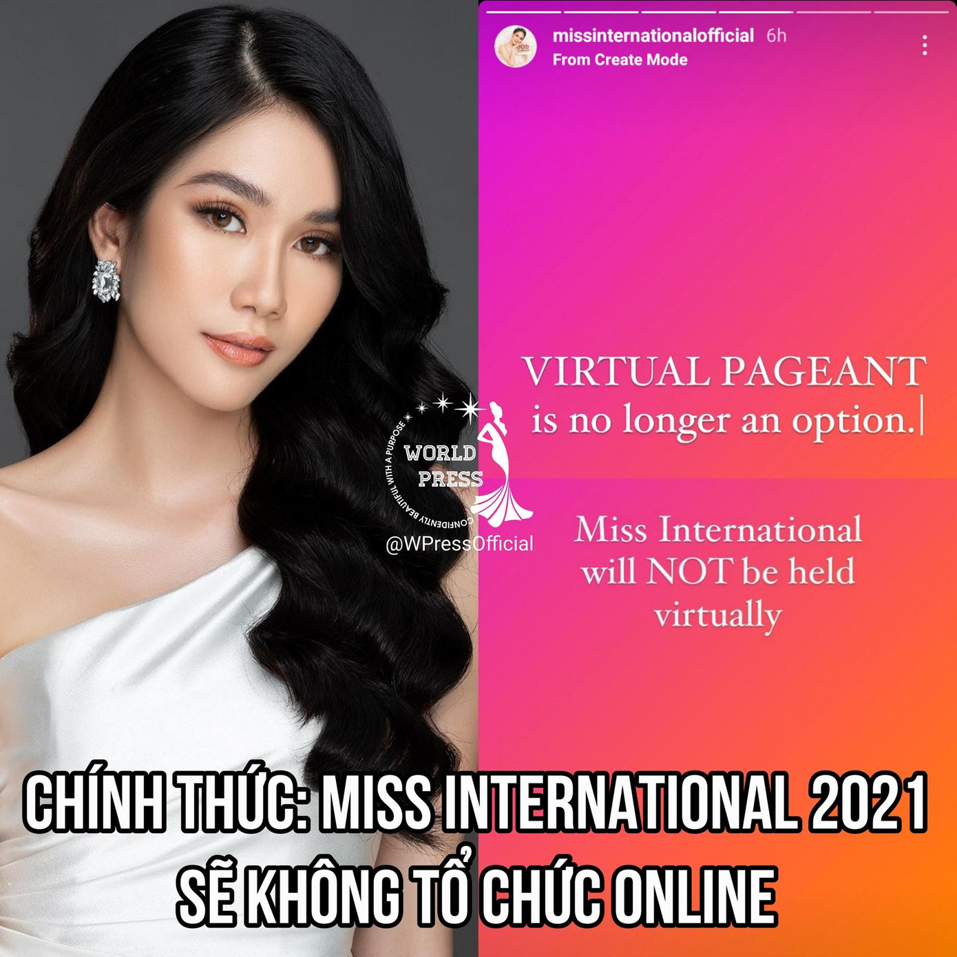 Fanpage cuộc thi Miss International thông báo cuộc thi năm nay sẽ diễn ra bình thường mà không phải tổ chức theo hình thức online. Fanpage cuộc thi Miss International thông báo cuộc thi năm nay sẽ diễn ra bình thường mà không phải tổ chức theo hình thức online.
