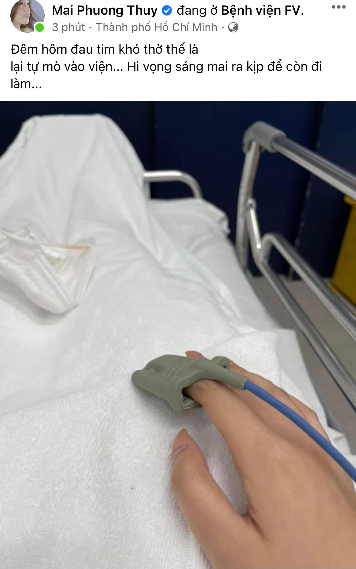 Mai Phương Thuý bất ngờ đăng ảnh nhập viện lúc nửa đêm khiến fans hốt hoảng.