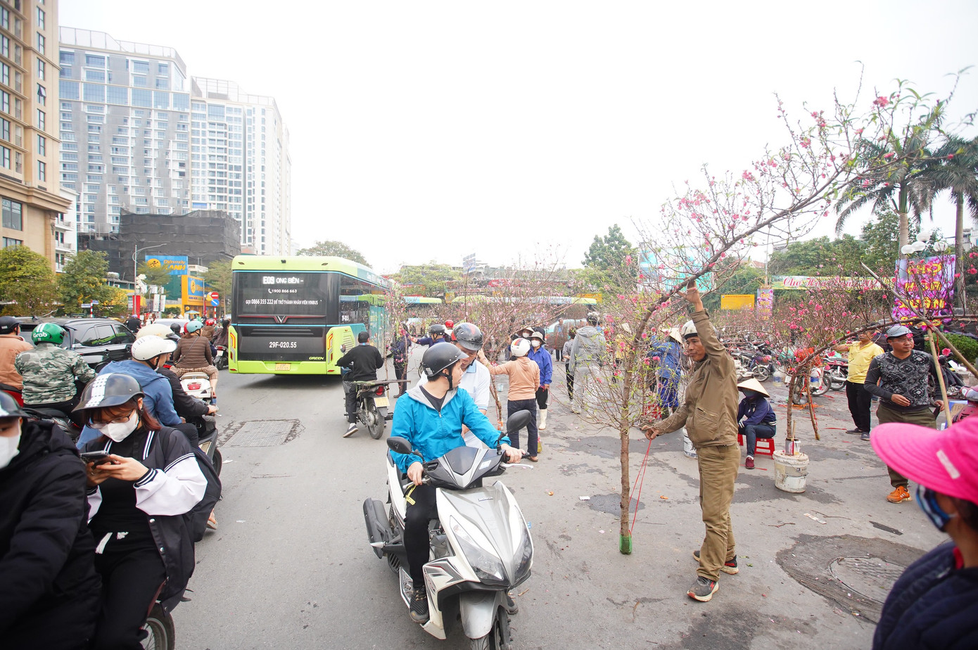 Khu vực vườn hoa Lạc Long Quân tấp nập mua bán.