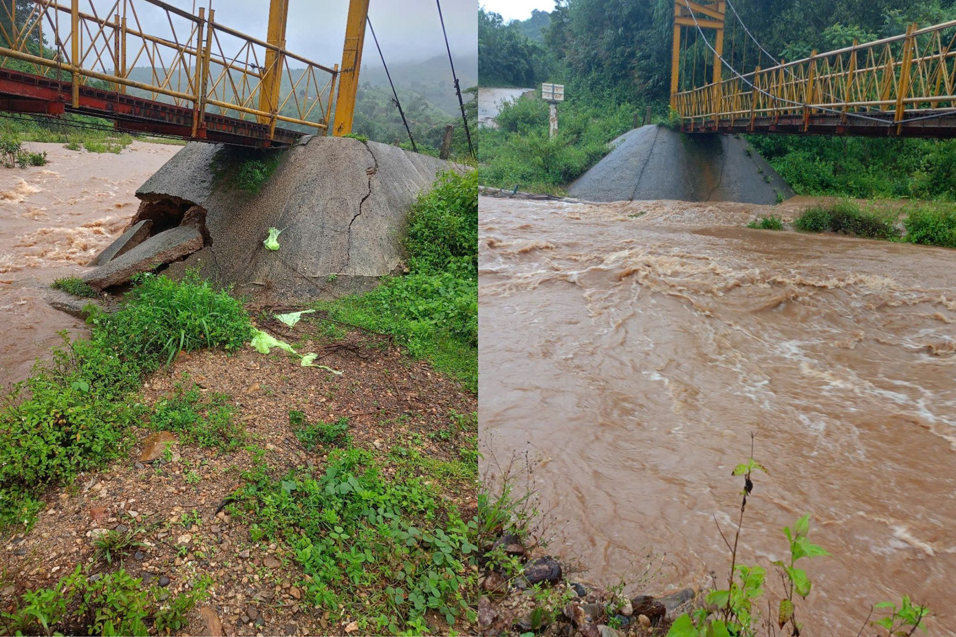 Cầu treo đi qua suối Đăk Tea bị sạt lở, 68 hộ dân có nguy cơ bị cô lập Cầu treo đi qua suối Đăk Tea bị sạt lở, 68 hộ dân có nguy cơ bị cô lập