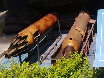 Bom CBU-55 trưng bày tại Bảo tàng chứng tích chiến tranh TPHCM. Ảnh: T.N.A