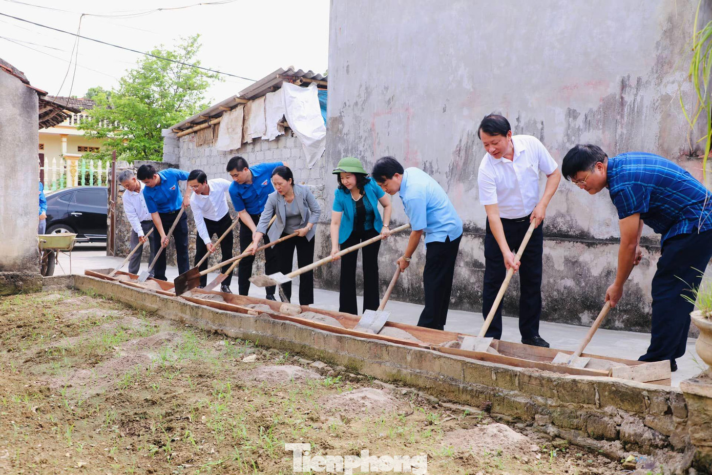 Huyện Đoàn Yên Mô (tỉnh Ninh Bình) khởi công nhà &quot;Khăn quàng đỏ&quot; tặng học sinh nghèo - Ảnh: Hoàng Long