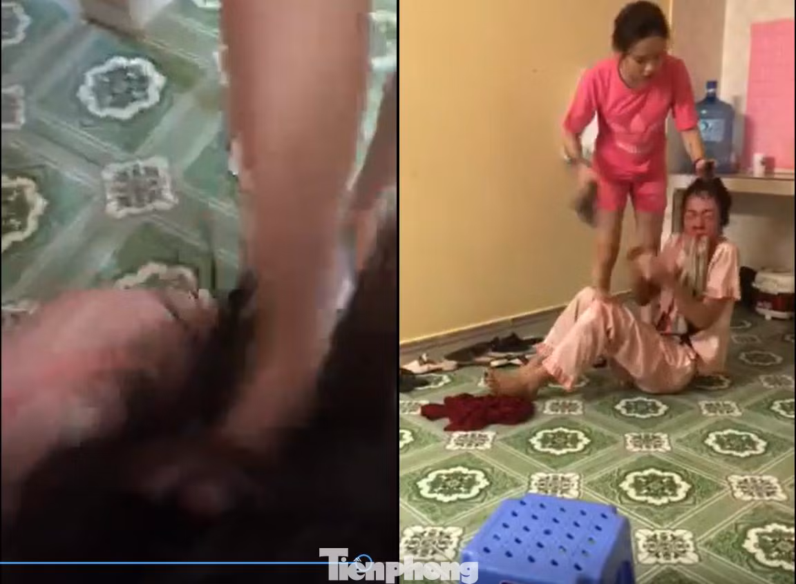 Cô gái bị hành hung van xin nhưng nhóm người không buông tha - Ảnh cắt từ clip