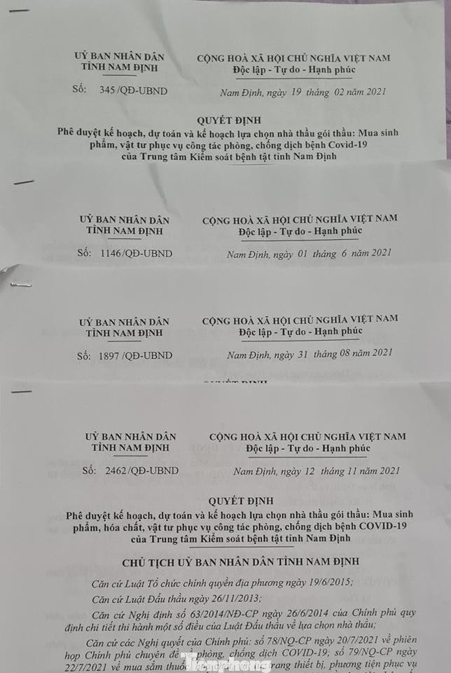 Việc mua sắm của CDC Nam Định được UBND tỉnh Nam Định phê duyệt. Ảnh: Hoàng Long Việc mua sắm của CDC Nam Định được UBND tỉnh Nam Định phê duyệt. Ảnh: Hoàng Long