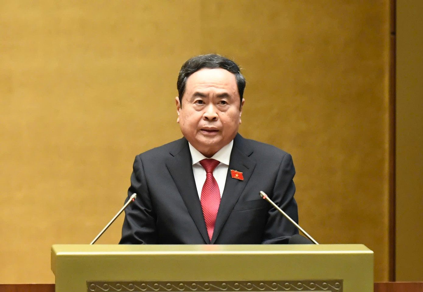 Chủ tịch Quốc hội Trần Thanh Mẫn phát biểu bế mạc kỳ họp. Ảnh: Như Ý