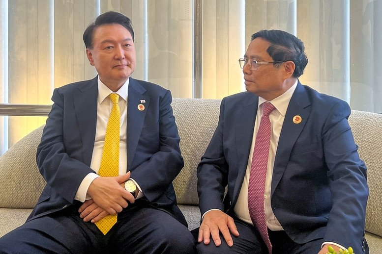 Thủ tướng có 35 cuộc tiếp xúc song phương với nhiều lãnh đạo các quốc gia, các tổ chức quốc tế tham dự Hội nghị. Ảnh Nhật Bắc