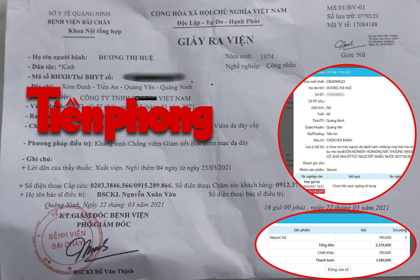 Một khách hàng mua sản phẩm dạ dày Yakumi sau khi uống phải nhập viện trong tình trạng nặng hơn nhưng liên hệ với công ty trả lại đều không thành (vì công ty trốn tránh) Một khách hàng mua sản phẩm dạ dày Yakumi sau khi uống phải nhập viện trong tình trạng nặng hơn nhưng liên hệ với công ty trả lại đều không thành (vì công ty trốn tránh)