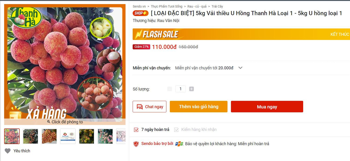 Vải thiều Hải Dương được bán trên sàn thương mại điện tử Vải thiều Hải Dương được bán trên sàn thương mại điện tử