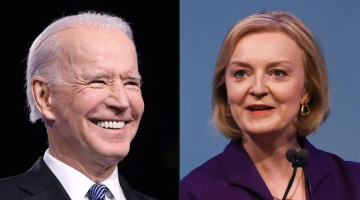 Tổng thống Mỹ Joe Biden và tân Thủ tướng Anh Liz Truss. (Ảnh: Bloomberg)